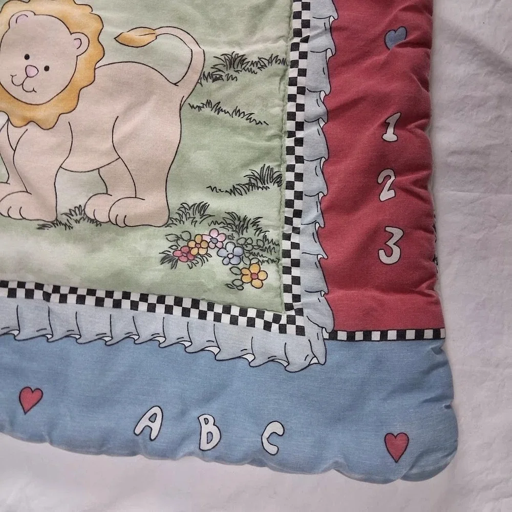 Vintage Noah's Ark Baby Crib Comforter Blanket NoJo Cotton Nursery Unisex